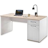 Stella Trading ROMANCE Schreibtisch mit Schublade in Sibiu Lärche Optik, San Remo - Moderner Bürotisch Computertisch mit groß