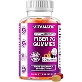 Vitamatic Prebiotic Fiber Gummies for Adults – 7g Fiber per Serving – 60 Pectin-Based Gummies Extra Strength, Zero Sugar Adde