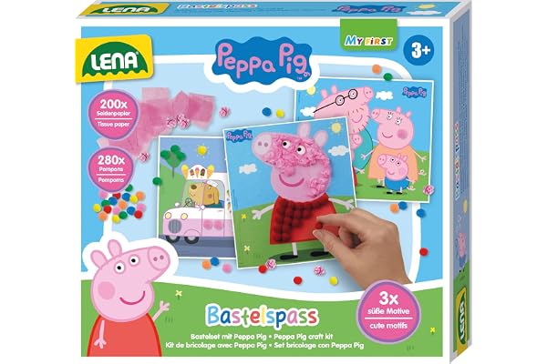 LENA - Création Ludique Peppa Pig – Kit de Loisirs Créatifs pour Enfants dès 3 Ans avec Motifs Amusants de Peppa Pig et Guide en Couleurs