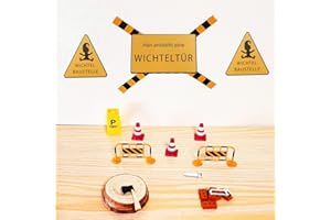 AKSXU Wichtel Zubehör Baustelle, 21Pcs Miniatur Wichtelzubehör Baustelle Set für Wichteltür Weihnachten Deko und 1/12 Puppenhaus,DIY wichtel Baustelle Einzug