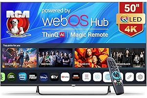 RCA Web OS TV 50-inch QLED 4K UHD Smart TV, MEMC HDR10 ThinQ AI, Voice Magic Remote Dolby Audio
