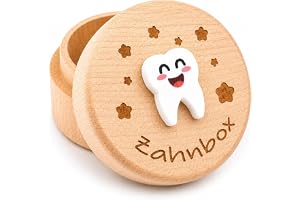 QZKJQDD mjölktandlåda trä tandlåda för mjölktänder pojkar & flickor, 1 x | Naturligt trä, ca 5 x 3,5 cm, för flickor & pojkar, släta kanter, kompakt minneslåda, gåva för födelse, dop och baby