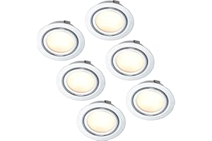 HCFEI Lot de 6 spots LED slim encastrables,Chrome brillant,230 V 3 W,Blanc chaud 3000 K,Trou de perçage : 55-60 mm,Profondeur d'encastrement : 25 mm,Câble de raccordement de 15 cm