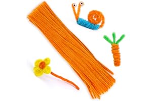 KUPPT 100 pezzi scovolini steli in ciniglia, scovolini arancioni, scovolini, forniture artigianali per fai da te, decorazione di progetti artistici e artigianali