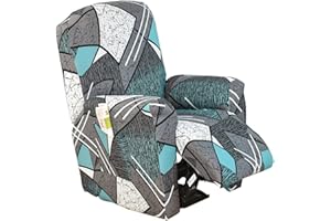 YEKUHE 1 posto Copripoltrona Relax Reclinabile Elettrica con Braccioli Completo 4-Pezzo Fodera per Poltrona Elasticizzato con Tasche, Minimalismo Coprisedile Poltrona Lavabile Antiscivolo Copripoltrona ( Col