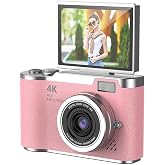 48MP 1080p Digital Camera with 2.4'' Flip Screen and 18x Zoom, 4 Hours Battery Vlogging Camera for Teens, Beginners, Built-in