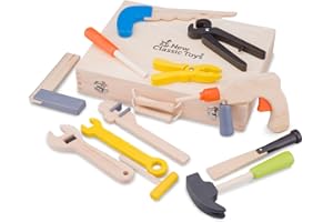 New Classic Toys boîte à outils Jeu d’Imitation Éducative pour Enfants, 8281, Multi Color, 12 pcs
