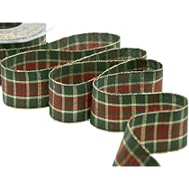 Furlanis Ruban Noël Tartan Rouge 40mm X 20m - Tissu Italien Premium Pour Décorations Festives
