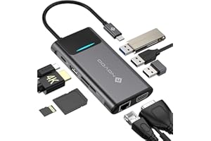 Docking Station USB C, NOVOO 9 in 1 Torna ai Risultati con RJ45 Gigabit Ethernet, HDMI 4K, VGA, 100W PD, Lettore Schede SD/TF, 3 Porte USB 3.0, Splitter Hub Multi USB per Laptop