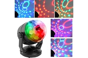 ENUOLI Sound Activated Party Lights for Outdoor Indoor Battery Powered/USB Portable 7 Color RBG Rotating Disco Ball Strobe Lamp Stage Par Light for Car Room Xmas Birthday DJ Bar Club Wedding