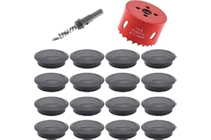 AUEIIKE 16 Pezzi Passaggio Cavo Scrivania, Passaggio Cavo Scrivania, Include 1 Apriscatole, Passaggio Cavo Scrivania, Passaggi Di Passaggio Filo Scrivania in Plastica, Passaggio Filo con Spazzola