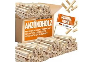 BBQUH Premium Anzündholz 18kg (4X 4,5kg Säcke) – Ofenfertig aus Fichte | Trockenes Anmachholz für Kamin, Grill & Feuerstelle | Schnelles Entzünden, saubere Flamme