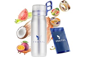 FRUTAL® - Gourde Style Air up, Bouteille avec 3 Pods Senteurs, Eau, Goûts et Saveurs naturels, sans Sucre ni BPA - Pratique pour le Sport, le Bureau et la Maison - Design Enfants et Adultes (exotique)