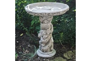 DISCOUNT GARDEN STATUES DGS STATUES – Stone Cast, Tree Trunk with Fruit Birdbath/Bird Feeder, Hand Finished, Statue, Sculpture, 60KG