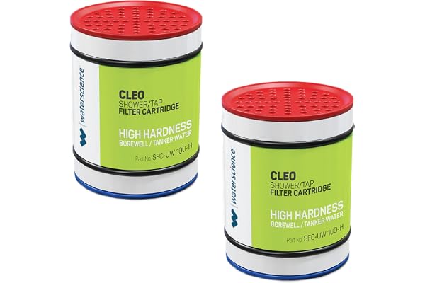 WaterScience Pack of 2 Replacement Cartridge for CLEO Shower and Tap Filter for Hard Water Borewell/Tanker Water Cartridge Hard Water Softener