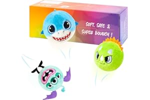 U&C Planet 3 Set Bouncy Balls Super Soft Plush Animal Toys for Kids, High Bouncing up to 10FT, Gift for Toddlers Boys Girls Ages 3+