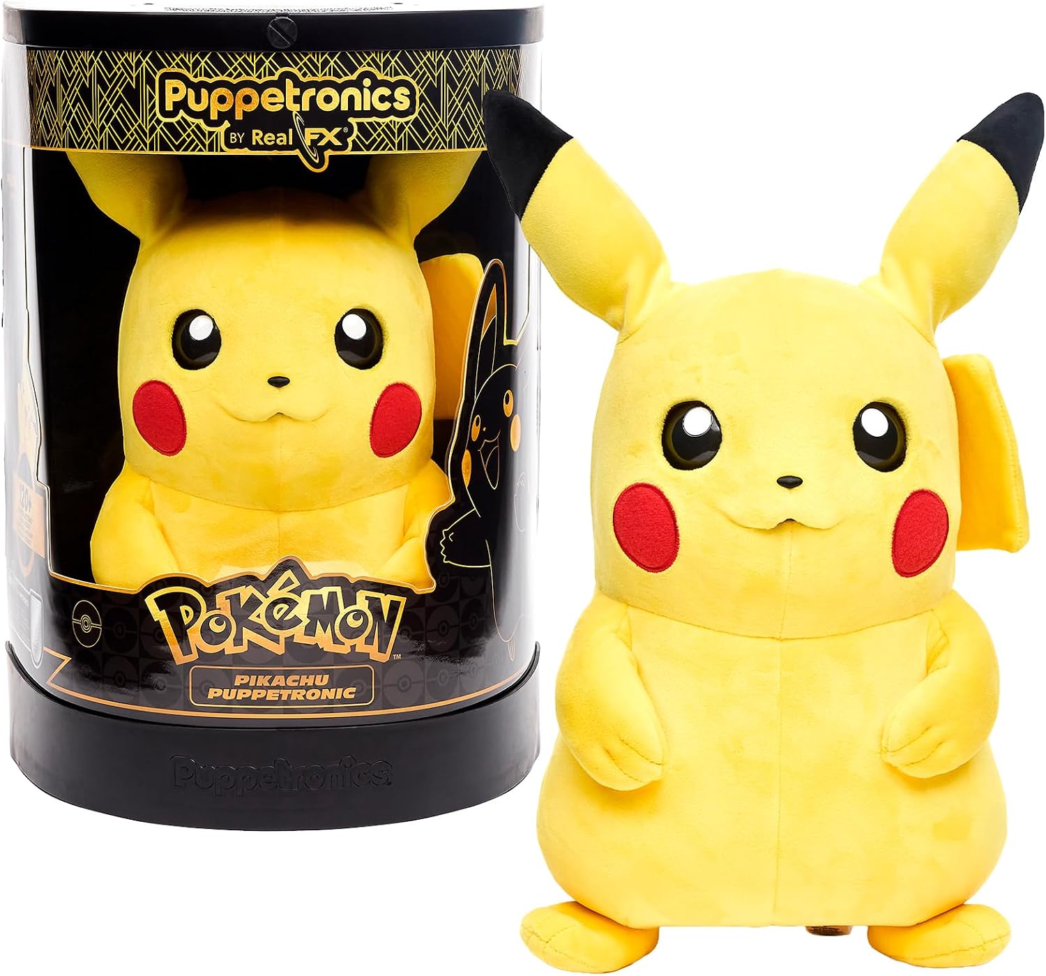 Puppetronic Pikachu Muñeco Animatrónico Interactivo, Más de 100 Acciones y Sonidos, Mueve Ojos, Orejas y Boca, Habla y se Sonroja, Incluye 4 Ataques, Experiencia Inmersiva para Fans, Famosa (REK00000)
