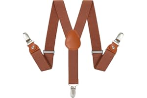 WELROG Boys Suspenders Boys Braces for Trousers 3 Clips - Kids Braces for Trousers Adjustable Elastic Y-shape Strong Clips Suspenders for Boys
