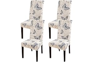 HZDHCLH Chair Covers Slipcovers 4/6 PCs Stretch Removable Washable Short Dining Chair Protector Cover Seat for Hotel,Dining Room,Ceremony（Butterfly,4 PCS）