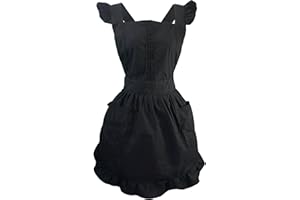 LilMents Retro-Schürze mit Rüschen und Taschen, anpassbar auf verschiedene Größen