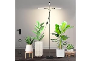 ‎SENCHIKER Duża lampa do roślin 24V do uprawy w pomieszczeniach, pełne spektrum z wzmocnionym 660 nm, LED LM281B+, timer i ściemnianie, wysokość 56–178 cm, podstawa 25 cm, 28W, 560 µmol/m²/s @15 cm