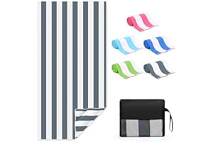 Zusentee Microfiber Beach Towel, Beach Towel 180X90cm, Beach Towels for Adults Extra Large Quick Dry Sand Free Microfibre TowelSoft and Lightweight for Beach, Swimming, Holiday, Grey