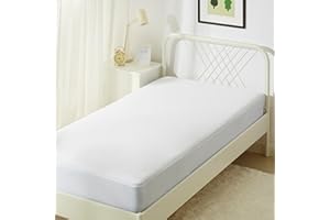 Amazon Basics Protector Colchón Impermeable, Altura 45cm Lavable Silencioso Cubre Colchón Cama 90 x 200, Blanco