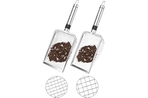 Blomise Gardening Soil Sifter, 3.8/5mm Grids Garden Riddle Mesh Sieves with Stainless Steel Handle, Gardening Sand Mesh Sifter for Sand, Cat Litter, Rocks, Dirt, Compost Filtration (2PC)