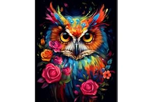 Tucocoo Kit de pintura al óleo digital con diseño de búho, 40,6 x 50,8 cm, para adultos, con pinceles y pigmento acrílico, rosas de animales, pintadas a mano, para decoración del hogar (sin marco)