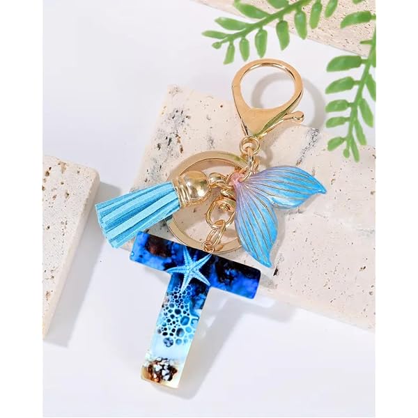 Cute Resin Initial M Keychain with Butterfly Charm – Gold Lobster