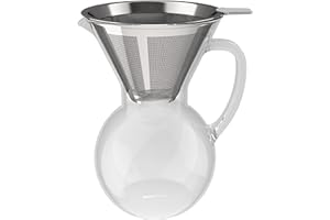 bonVIVO Cafetière Manuelle Pour-Over Aldrono, Cafetière Filtre Avec Filtre À Café Réutilisable En Inox, Cafetière Goutte À Goutte Avec Carafe En Verre Et Filtre À Café Finition Cuivrée, 500 ml