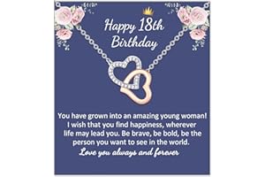 Aunis 21st Birthday Gifts for Her/18th Birthday Gifts for Girls, Interlocking Heart Necklace for Girl/Women Birthday