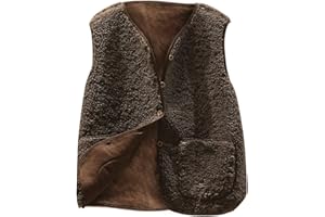 Wyongtao Teddy Fleece Gilet for Women Sleeveless V-neck Button Down Vest Sherpa Fluffy Waistcoat Coat Solid Color Lightweight Cozy Gilets Ladies Winter Soft Jacket with Pockets Fur Fuzzy Coat Outwear