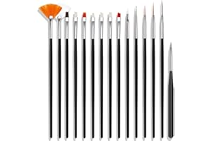 Hanyousheng 15PCS Nail Art Design Pinceaux,Ensemble de Pinceaux à Ongles Nail Art Pinceaux de Vernis à Ongles en Acrylique Pour Décoration D’ongles et Usage Professionnel (Noir)
