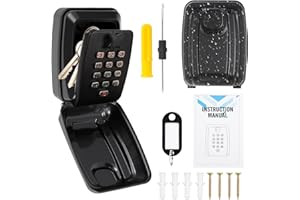 POPULIKE Key Safe Wall Mounted Outdoor, Police Approved Secure Key Lock Box Outdoor with 12 Digit Combination, Weatherproof Keysafe with High Security, Keysafe Wall Mounted for Home School, Black