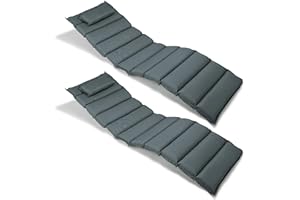 NEXOS TRADING Nexos Divero Liegenauflage – 2er Set Auflage Polster für Sonnenliege Gartenliege Holzliege Saunaliege mit Kopfkissen – bequem hochwertig robust – anthrazit