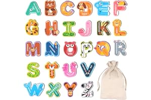 MAXMOC Magnetic Letters,Large Fridge Magnets for Kids,Animals Magnetic Alphabet Letters,Educational Learning Alphabet Toys Include 26 Uppercase ABC for Baby Toddler Preschool
