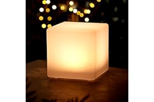 Spetebo Solarna lampa LED z tworzywa sztucznego w kształcie kostki, ciepła biel, 30 cm, dekoracyjne oświetlenie ogrodowe o wyglądzie mlecznego szkła, lampa solarna na taras, balkon, do użytku na