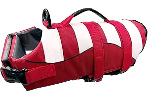 A-QMZL Schwimmweste Hund Pet Schwimmweste Hundeschwimmweste Badeanzug Haustier Schwimmen Vest für Hunde Lifesaver Größenverstellbar mit Griff für Die meisten Hunde (rot, L)