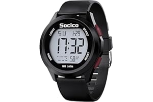 SOCICO Orologio Digitale Da Uomo, Sportivo, Militare, Impermeabile, Cronografo, Per Uomo, Con Illuminazione A Led, Sveglia, Data, Sport