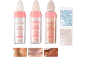 OHSN Puff Fairy Stick 3 Colores Polvo de Hadas Maquillaje Polvos de Hadas Maquillaje Highlighter Powder Glitter Hada Resaltador en Polvo Saniye Polvo de Hadas Polvo de Purpurina Corporal
