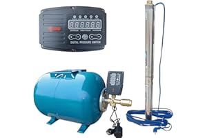 PAG Turbo GmbH® - 50L Hauswasserwerk 3" Tiefbrunnenpumpe sandverträglich Ti15-6bar - 3000L/h mit Trockenlaufschutz