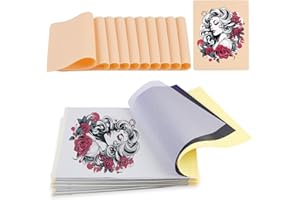 PROAMATE Tattoo Practice Skins and Transfer Paper Tattoo Fake Skins and Stencil Paper Kit Includes 40Pcs Transfer Paper and 10Pcs Double Sided Blank Skin Practice for Beginners and Experienced Artists