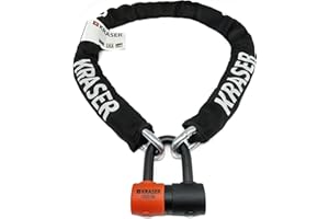 KRASER KR50150 Antivol Moto Homologué SRA | 2in1 Robust Mini U ø18mm + Chaine Haute Sécurité Acier Cémenté ø13,5 Testée, 3 Clés (autres 2), Multifonction Bloque Disque + Chaîne, Recommandé Assurances