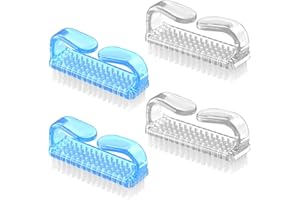 4 Pcs Nail Cleaning Brush, Larbois Plastic Handle Scrubbing Brush Eco Friendly Fingernail Brush with Soft Bristles Nail Manicure Dust Brush for Hand Toes Nail Home Garden Salon use