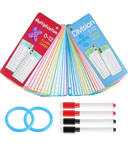 Einmaleins-Lernkarten Set – 13 Karten, Löschbar, Mit Ring & Marker Für Kinder