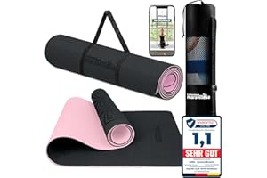 LA MENTE ES MARAVILLOSA - Gymnastikmatte, Rutschfest Yogamatte inkl. Tragegurt + Tasche + Übungs-E-Book, Gepolstert, Hautfreundliches TPE für Fitness/Pilates/Workout 183x61 cm