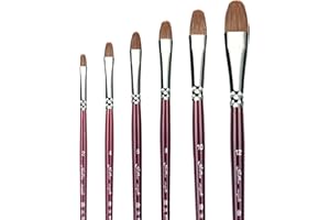 WLOT Filbert Paint Brush Set Sable Weasel Hair Long Handle for Acrylic Oil Gouache Watercolor Painting Brush Set Artist 6Pcs/Set.