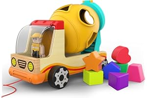 TOP BRIGHT Wooden Shape Sorter for Toddler 1 2 Year Old Boy Gifts, Childrens Learning Car Toy for One Year Old Girl