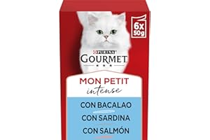 GOURMET Mon Petit, Comida Húmeda para Gato Adulto, Trocitos en Salsa, Surtido de Bacalao, Sardina, Salmón, 8 Packs de 6 Sobres de 50 g. (48 sobres)
